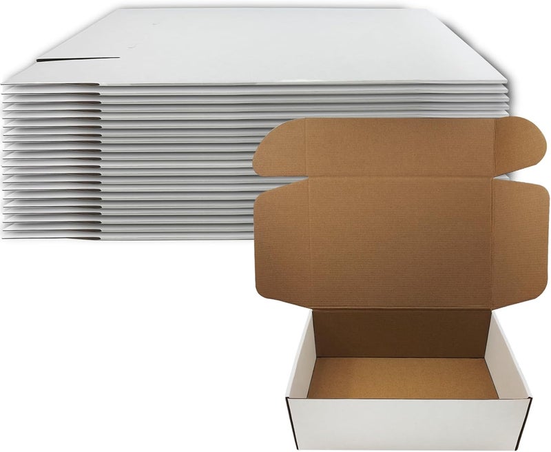 Livejun 13 x 9 x 4 inch Shipping Boxes Set of 20， White Corrugated Cardboard Box Mailer Boxes for Packaging Small Business Shipping，Mailing Boxes Bulk for Birthday Wedding Party Book Literature Gift Giving - Image 1